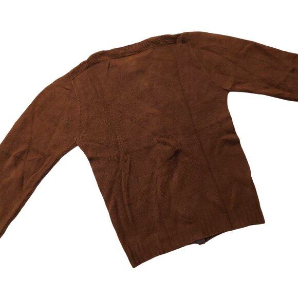 Pure Vintage 1940s-1950s Brown White Long Sleeve Cardigan Sweater - Picture 8 of 9
